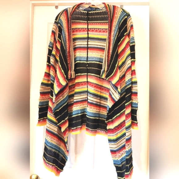 VTG POLO Ralph LAUREN Stripes Taos Multi Colored Serape Free Cozy Sweater SP EUC - Picture 11 of 16